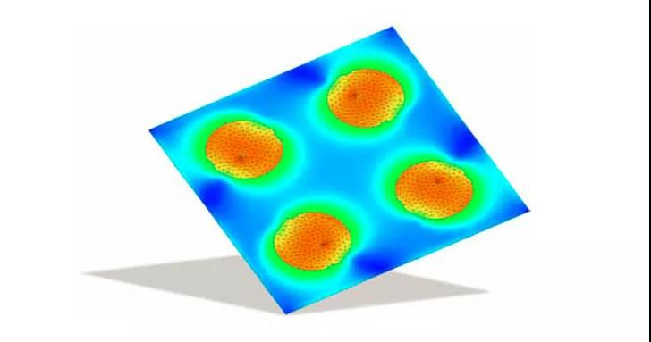 频率为 1.5 GHz 的 2x2 微带贴片天线阵列上的电流 频率为 1.5 GHz 的 2x2 微带贴片天线阵列上的电流