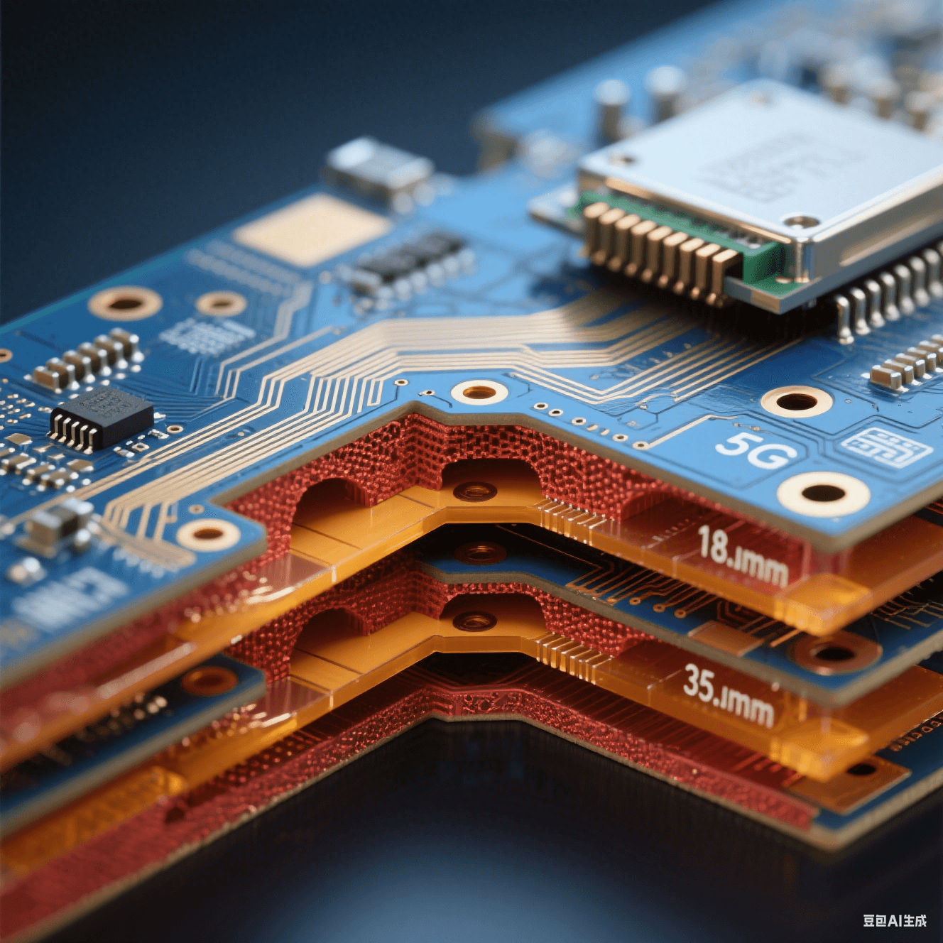 8层PCB剖面结构展示信号层、电源层与地层堆叠 8层PCB剖面结构展示信号层、电源层与地层堆叠