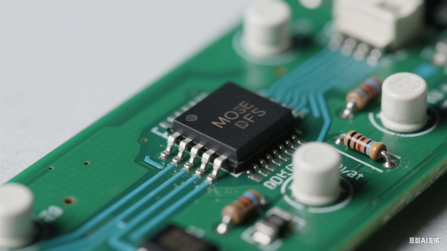 多层 PCB 剖面:深绿基材与银灰电源 / 接地层交替,超短回路连接 SiC 管与电容,密集镀银散热过孔,冷白光下显紧凑高效 多层 PCB 剖面:深绿基材与银灰电源 / 接地层交替,超短回路连接 SiC 管与电容,密集镀银散热过孔,冷白光下显紧凑高效