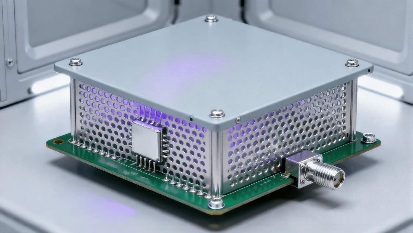 射频前端 PCB 屏蔽防护场景,过孔墙 + 金属屏蔽罩实现 70dB@10GHz 隔离度 射频前端 PCB 屏蔽防护场景,过孔墙 + 金属屏蔽罩实现 70dB@10GHz 隔离度