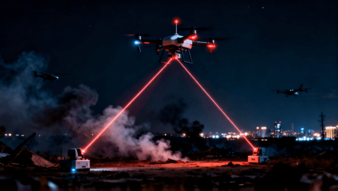 无人机在应急通信场景中作为空中基站建立激光通信链路