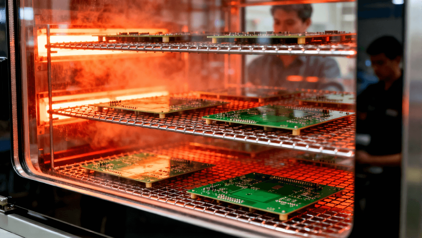 通过观察窗查看PCB板在固化炉内进行分段热固化的过程 通过观察窗查看PCB板在固化炉内进行分段热固化的过程