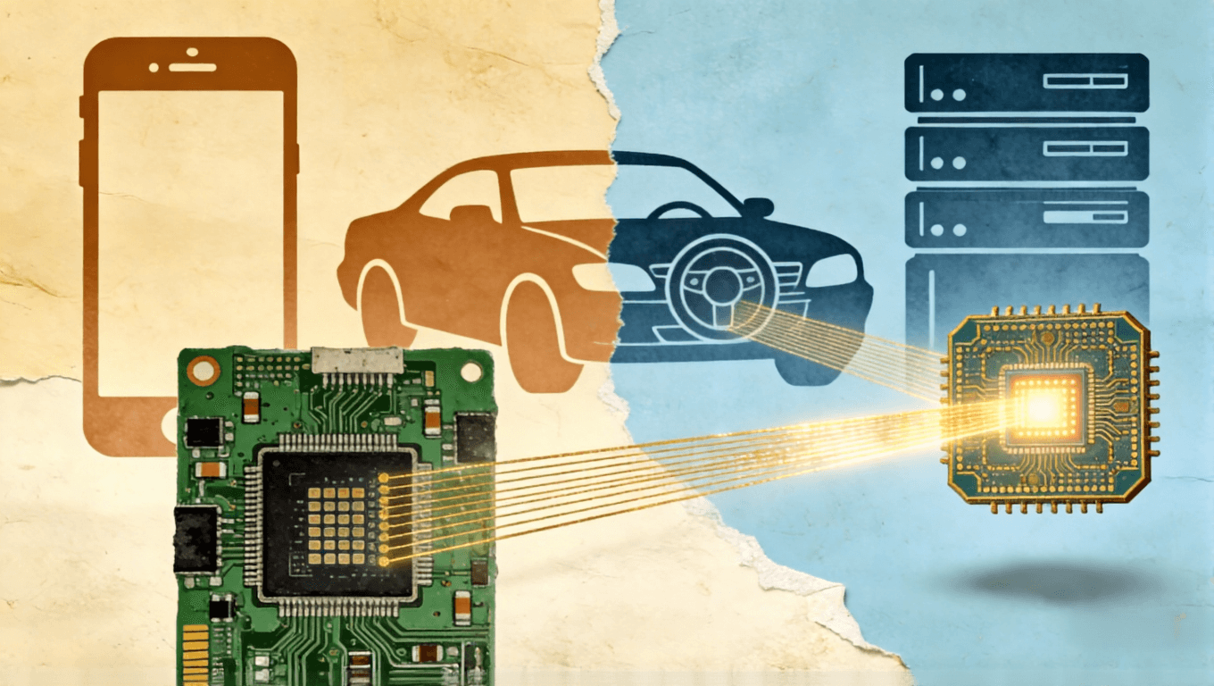 传统PCB与IC载板在消费电子、汽车、服务器等不同终端应用场景中的概念示意图 传统PCB与IC载板在消费电子、汽车、服务器等不同终端应用场景中的概念示意图